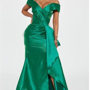 Leah Off Shoulder Gown - Green